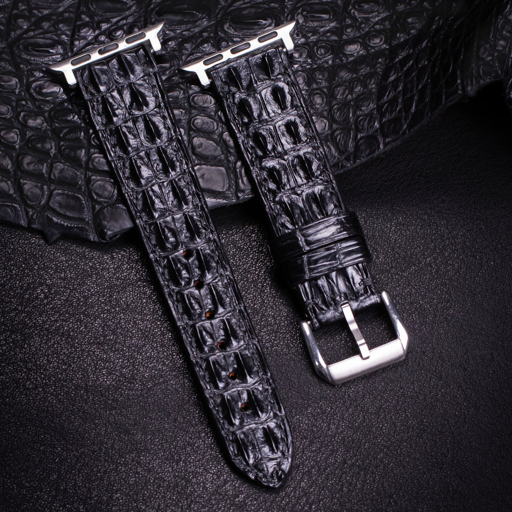 Black Double Hornback Alligator Apple Watch Band