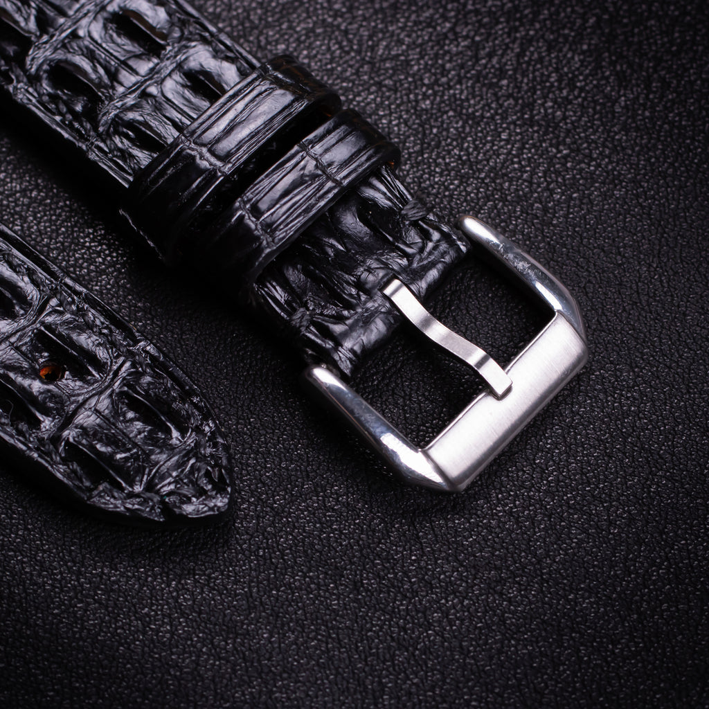 Black Double Hornback Alligator Apple Watch Band