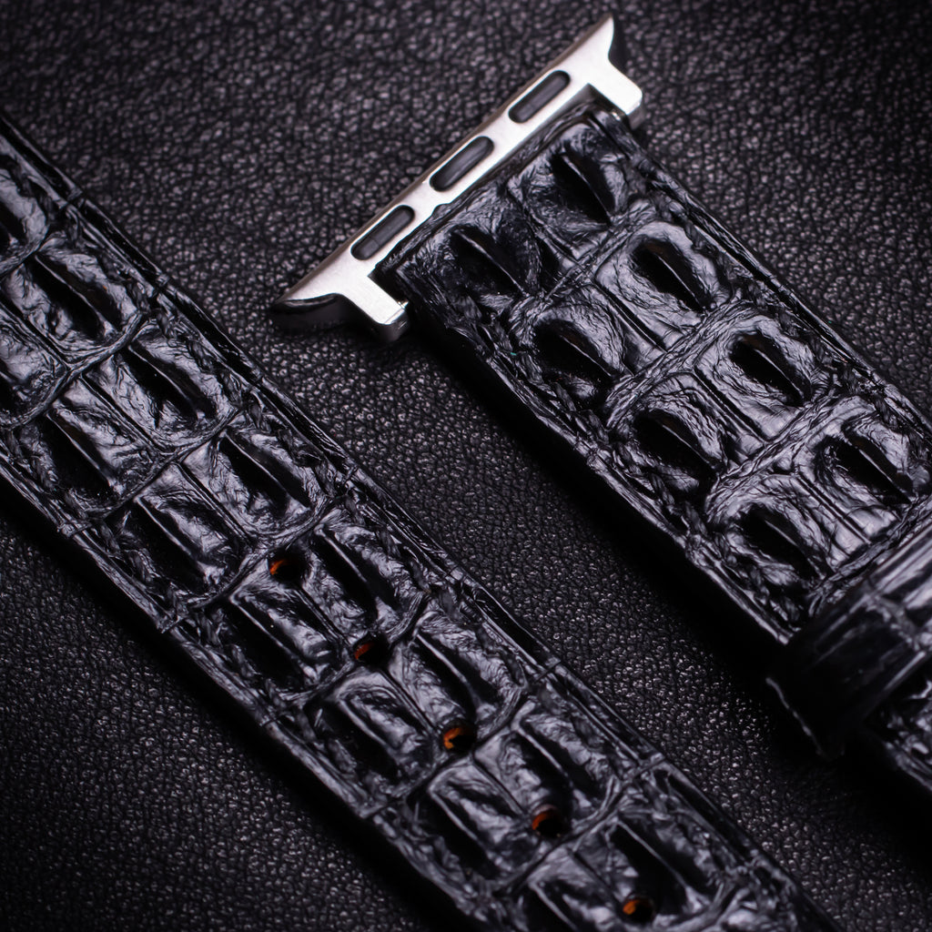 Black Double Hornback Alligator Apple Watch Band
