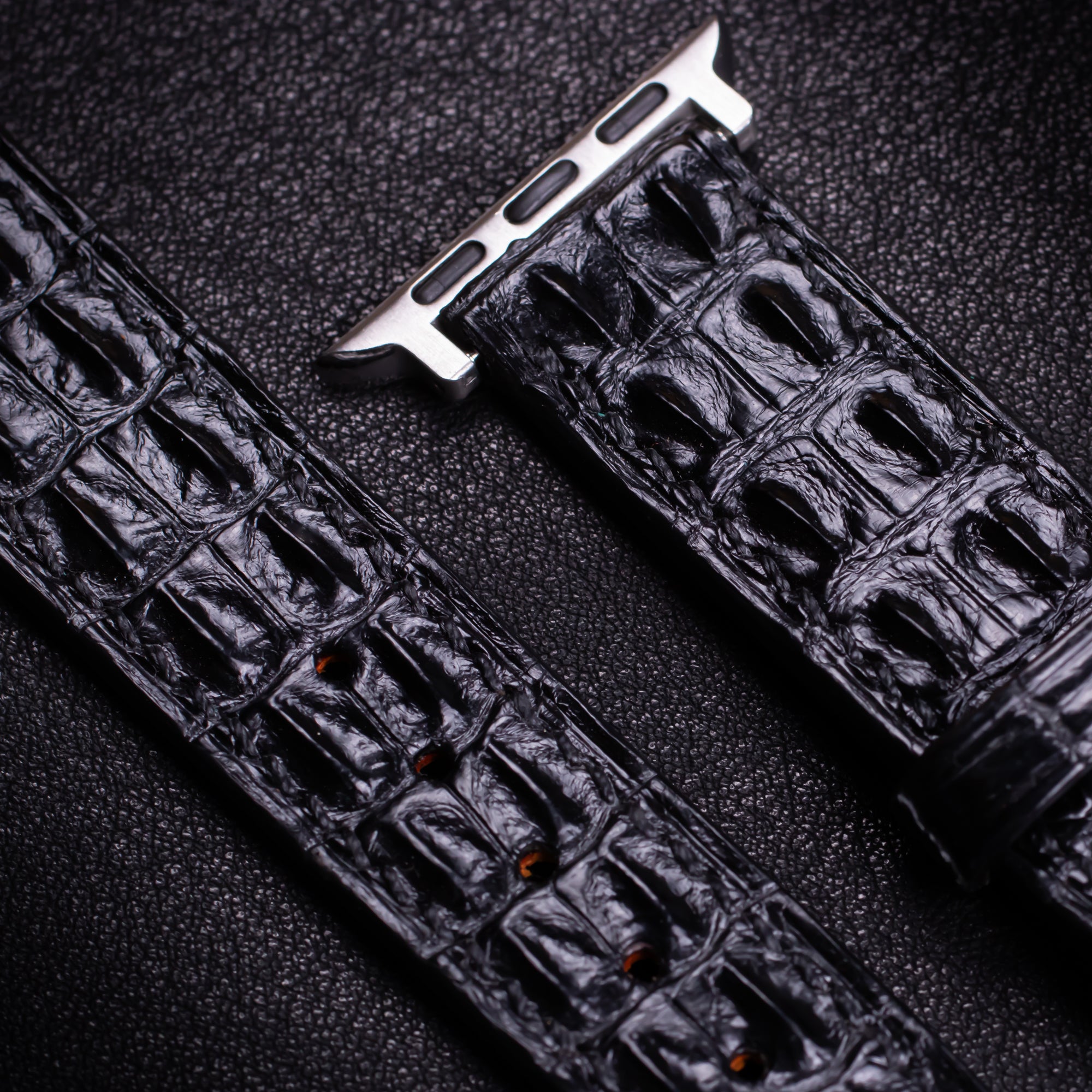 Black Double Hornback Alligator Apple Watch Band