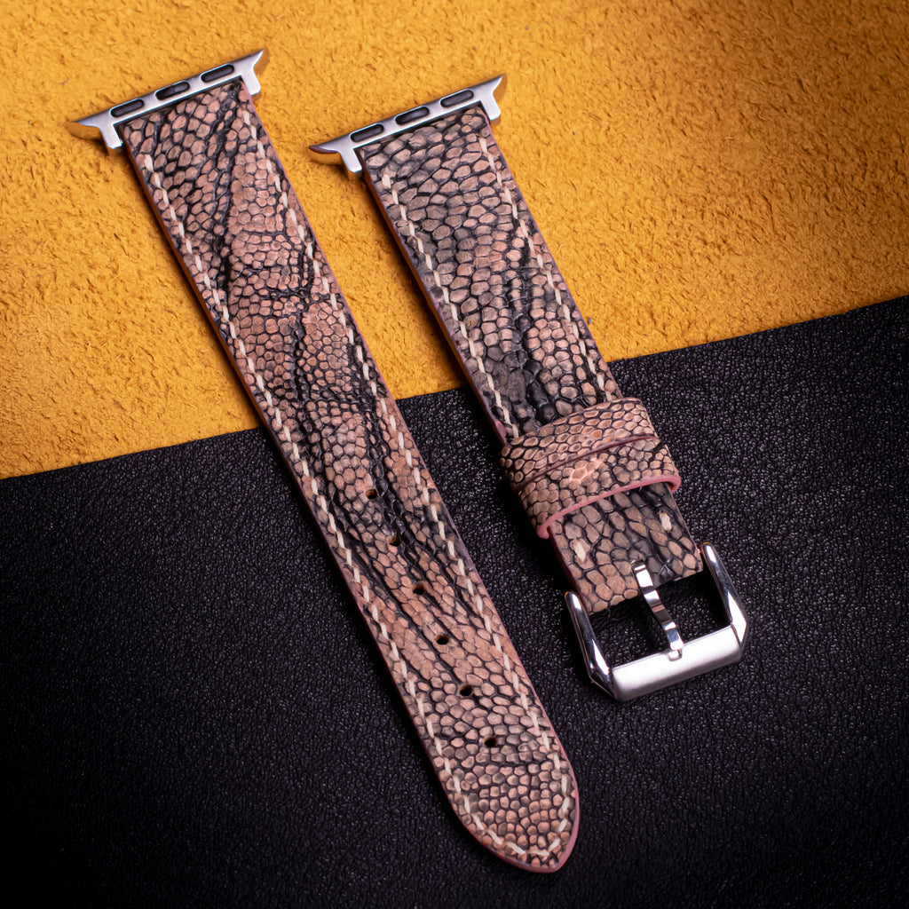 Rose Taupe Matte Ostrich Leather Apple Watch Band