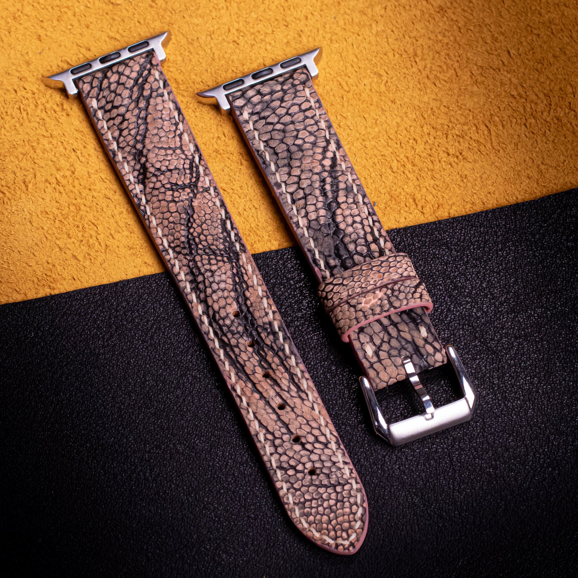 Rose Taupe Matte Ostrich Leather Apple Watch Band