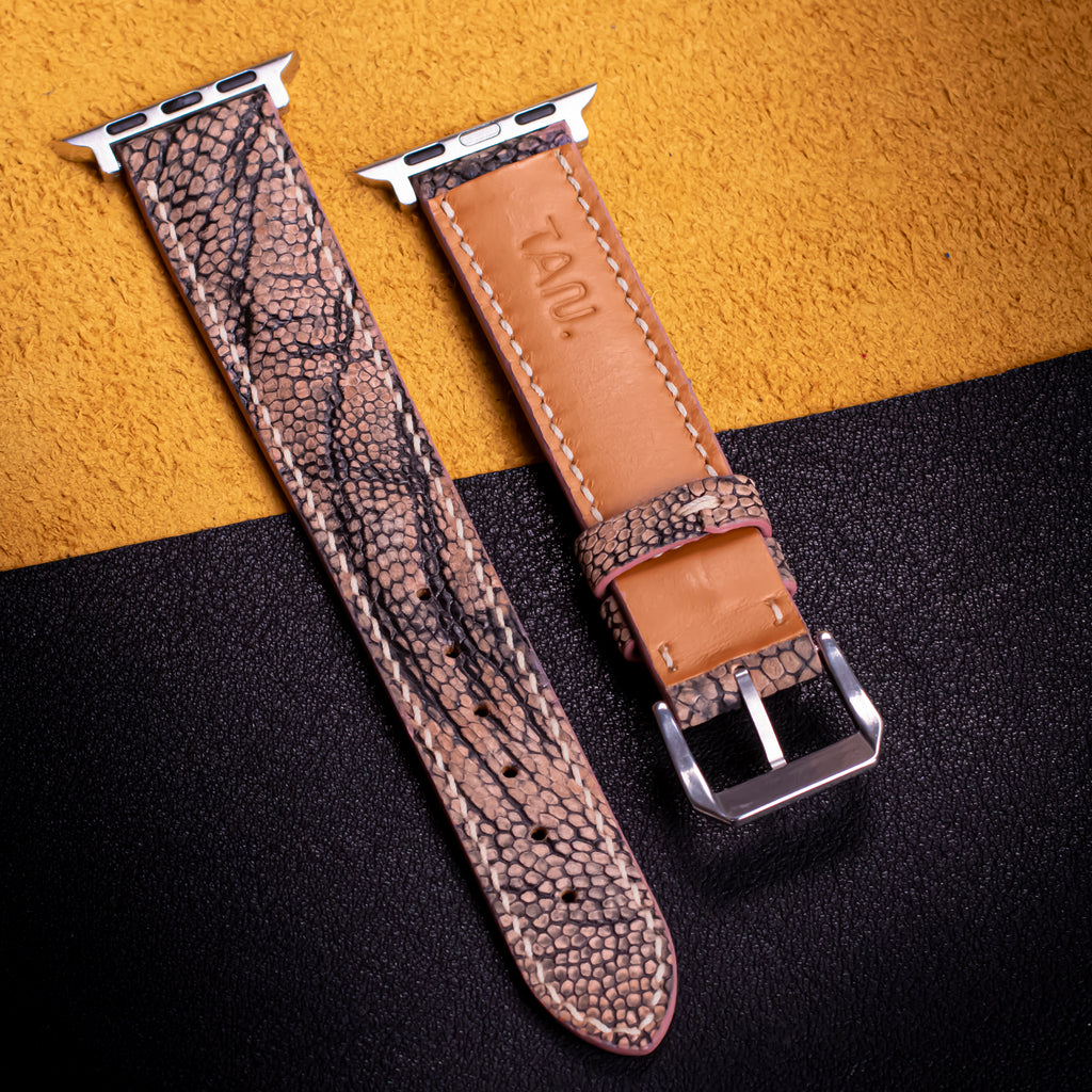 Rose Taupe Matte Ostrich Leather Apple Watch Band