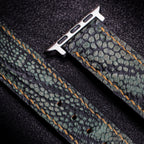 Forest Green Matte Ostrich Leg Leather Apple Watch Band