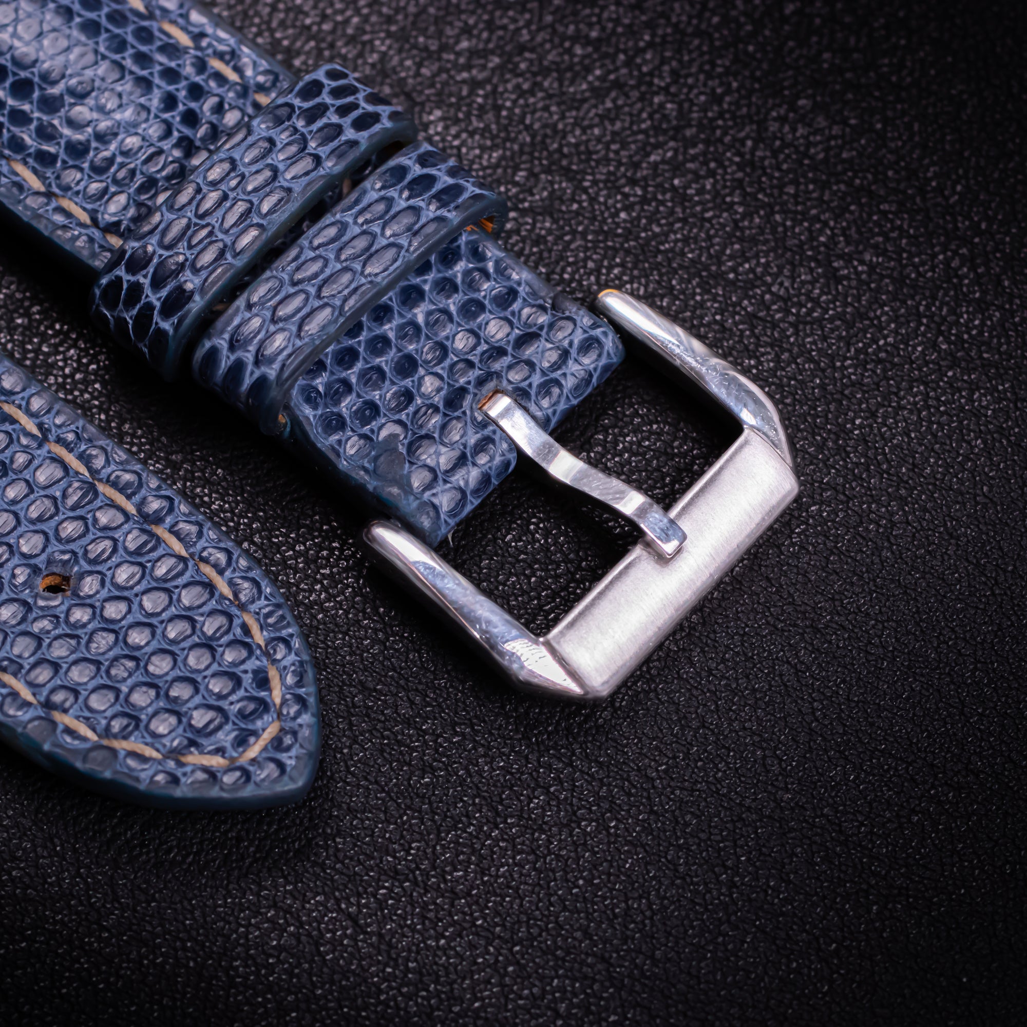Steel Blue Lizard Leather Apple Watch Band