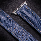 Steel Blue Lizard Leather Apple Watch Band