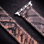 Rosewood Matte Ostrich Leg Leather Apple Watch Band (Scaled)