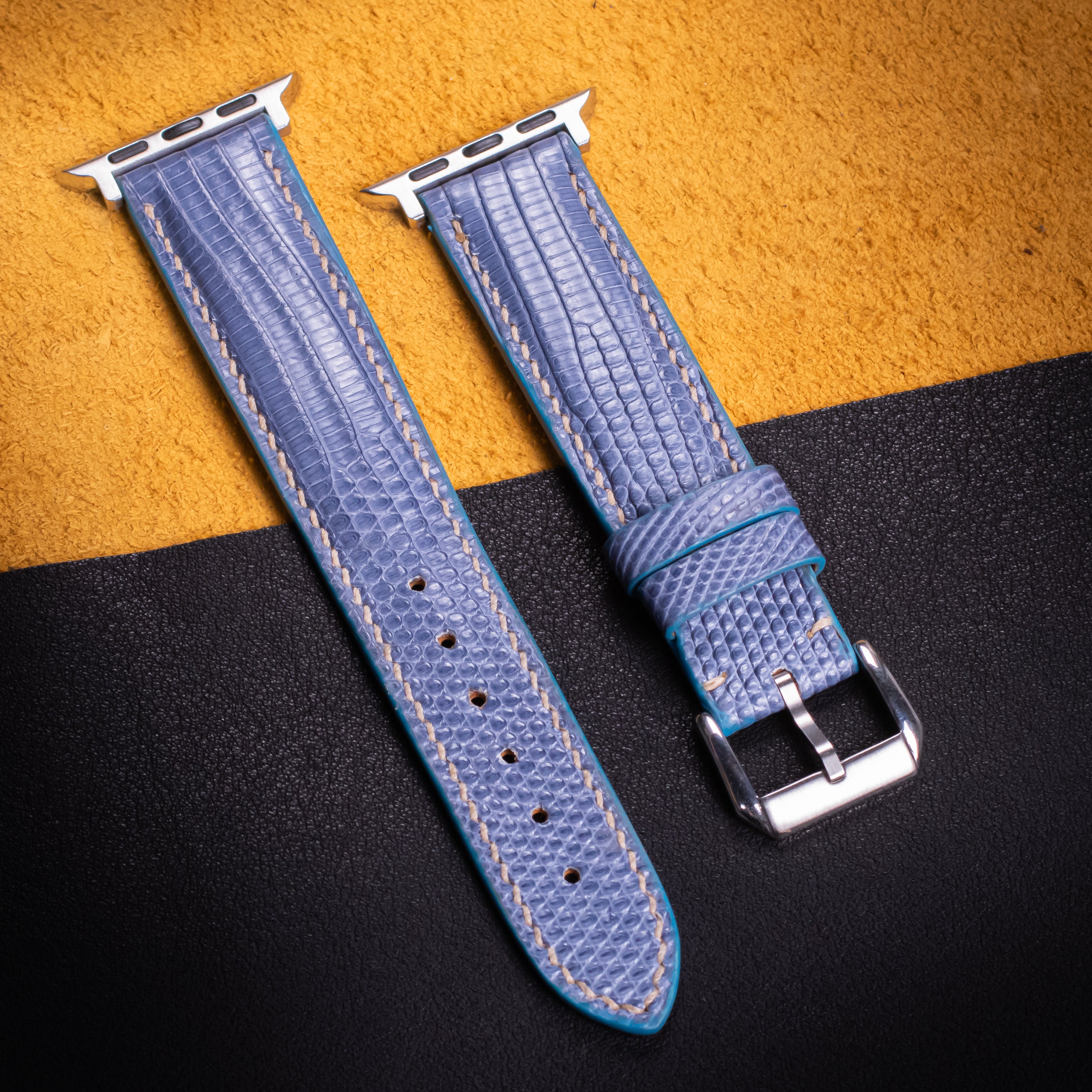 Dusty Blue Lizard Leather Apple Watch Band