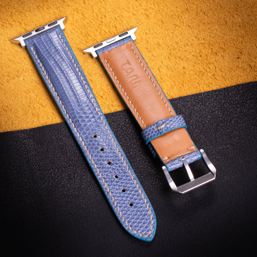 Dusty Blue Lizard Leather Apple Watch Band