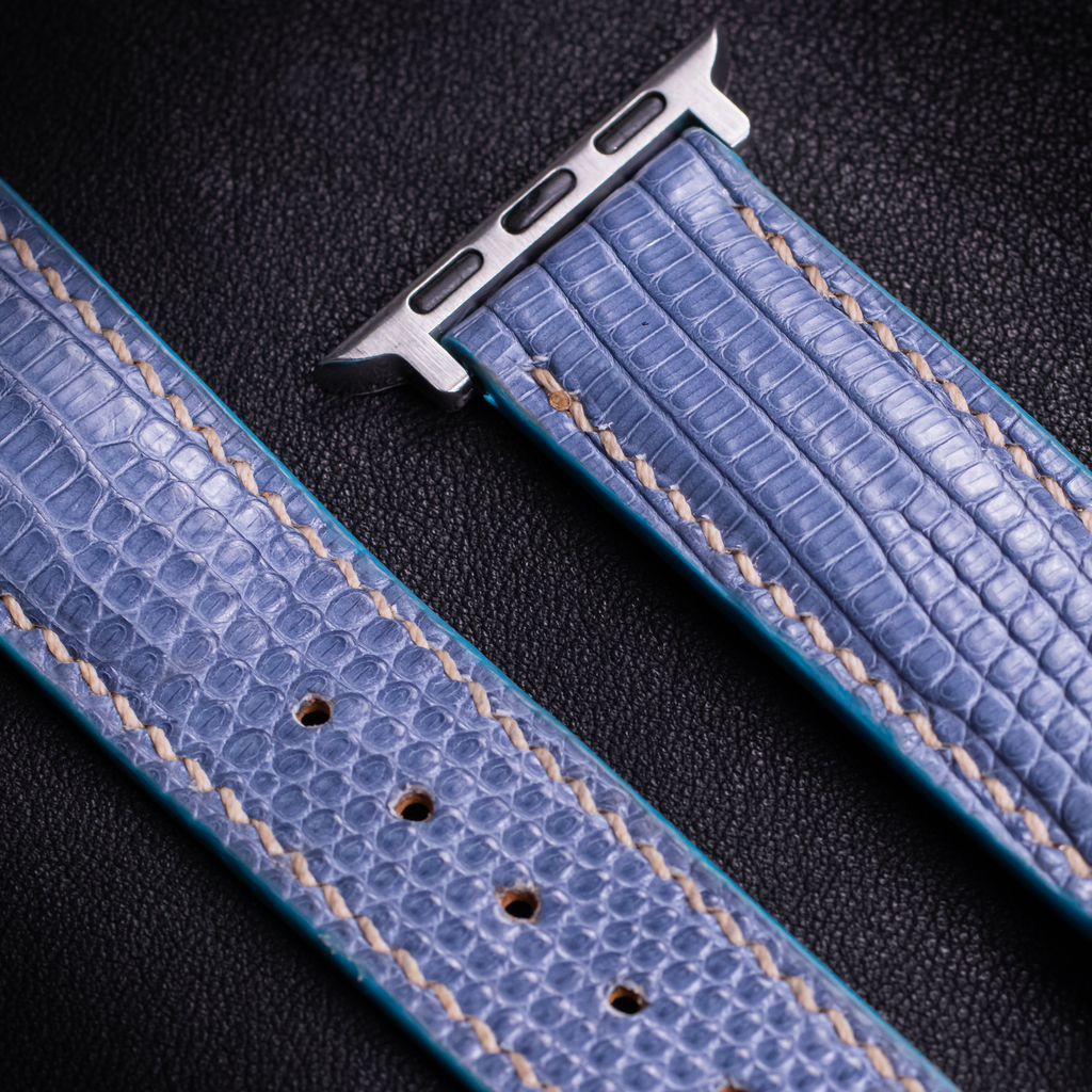 Dusty Blue Lizard Leather Apple Watch Band