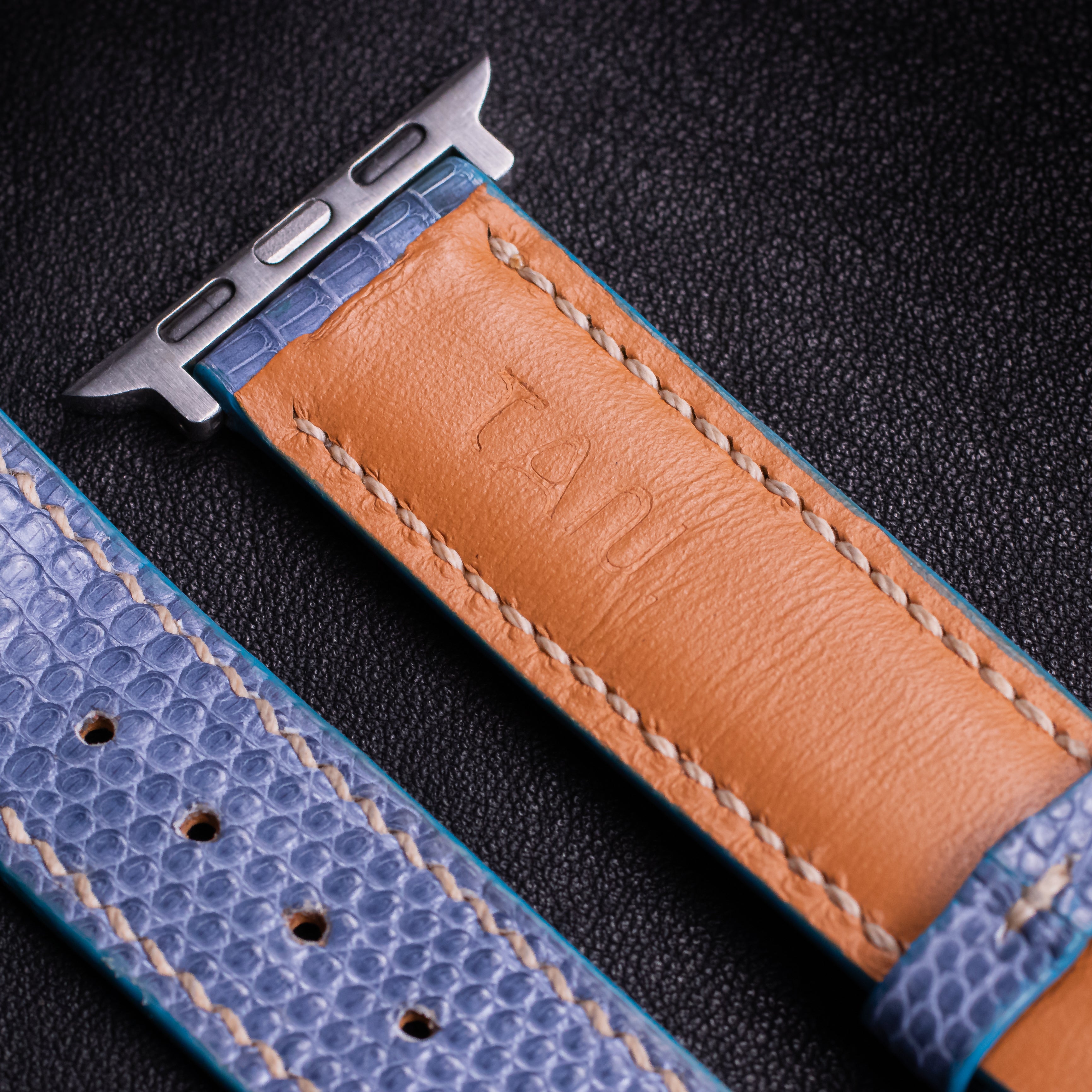 Dusty Blue Lizard Leather Apple Watch Band