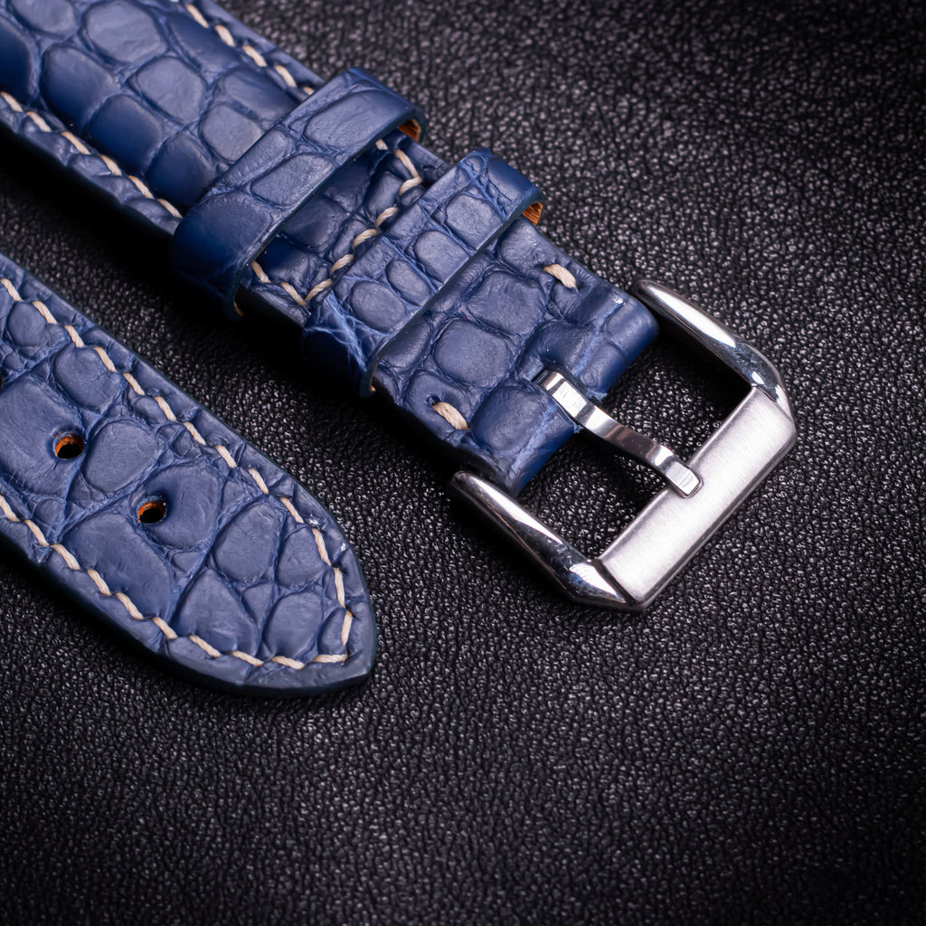 Navy Alligator Leather Apple Watch Band
