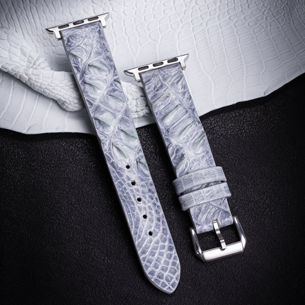 Glacier Blue Alligator Hornback Apple Watch Band
