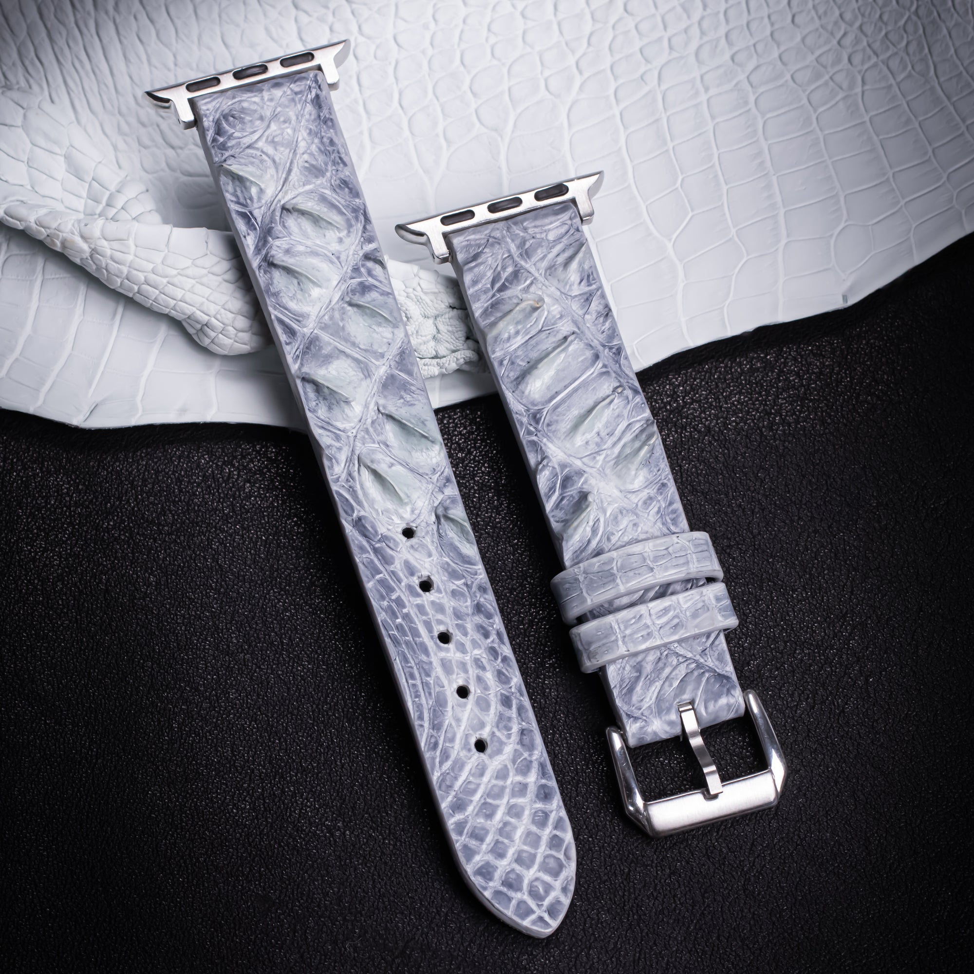 Glacier Blue Alligator Hornback Apple Watch Band