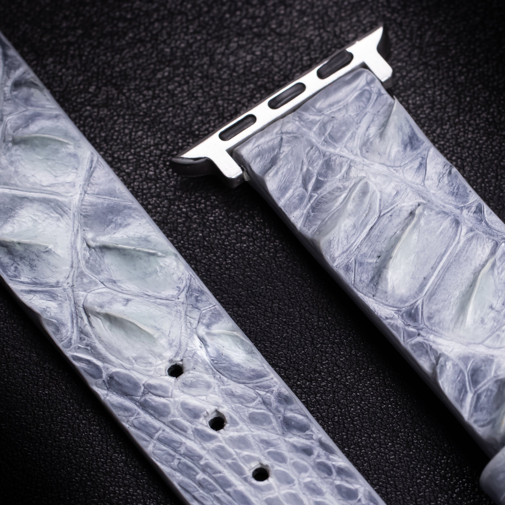 Glacier Blue Alligator Hornback Apple Watch Band