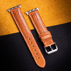 Tangerine Lizard Leather Apple Watch Band
