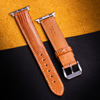 Tangerine Lizard Leather Apple Watch Band