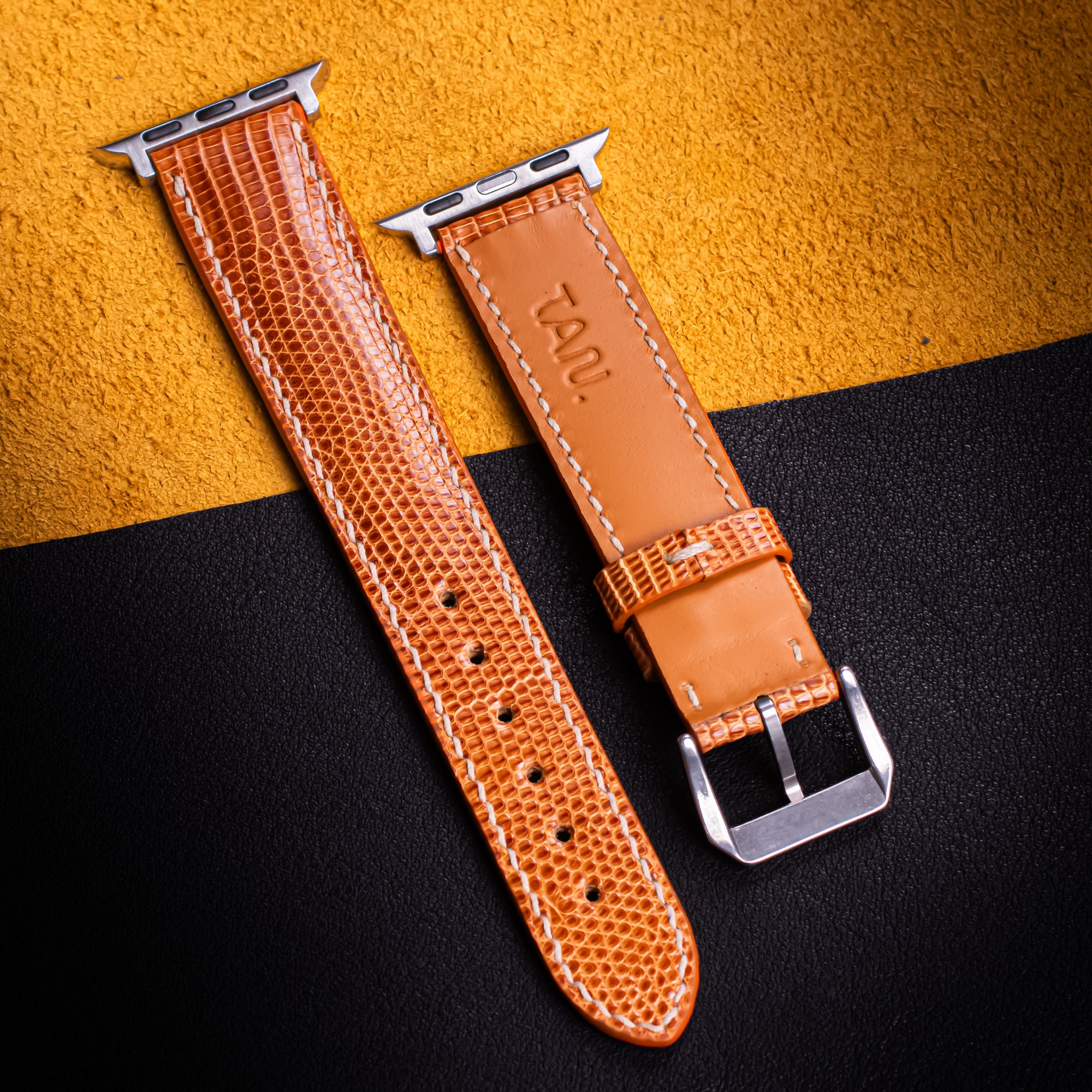 Tangerine Lizard Leather Apple Watch Band
