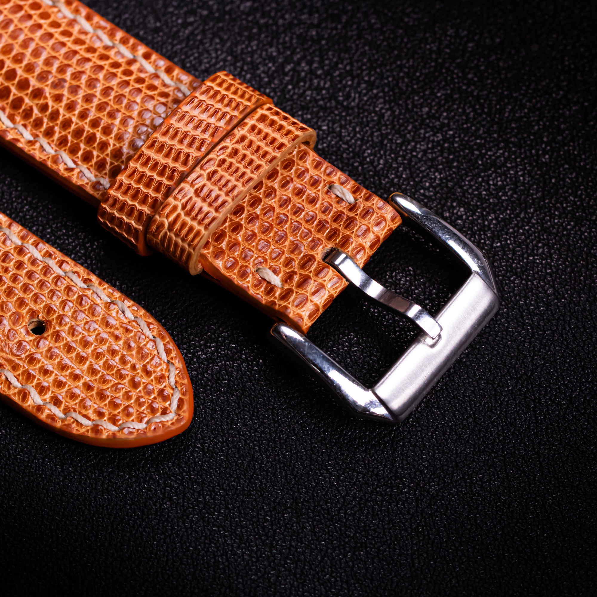 Tangerine Lizard Leather Apple Watch Band
