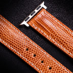 Tangerine Lizard Leather Apple Watch Band