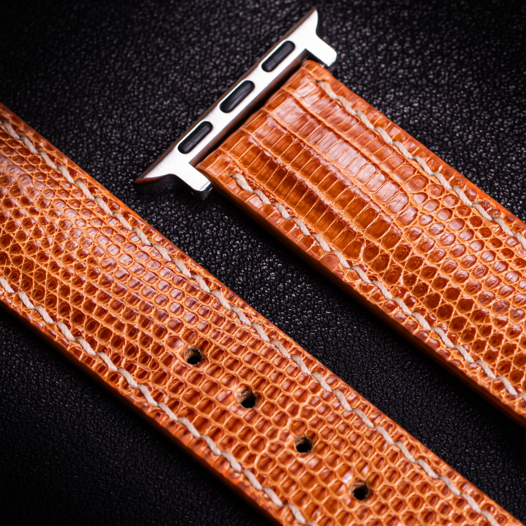 Tangerine Lizard Leather Apple Watch Band