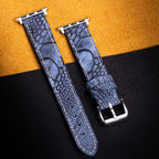Slate Blue Matte Ostrich Leg Leather Apple Watch Band (Scaled)
