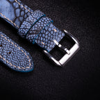 Slate Blue Matte Ostrich Leg Leather Apple Watch Band (Scaled)