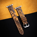 Golden Shadow Matte Ostrich Leg Leather Apple Watch Band (Scaled)