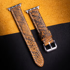 Saffron Matte Ostrich Leg Leather Apple Watch Band