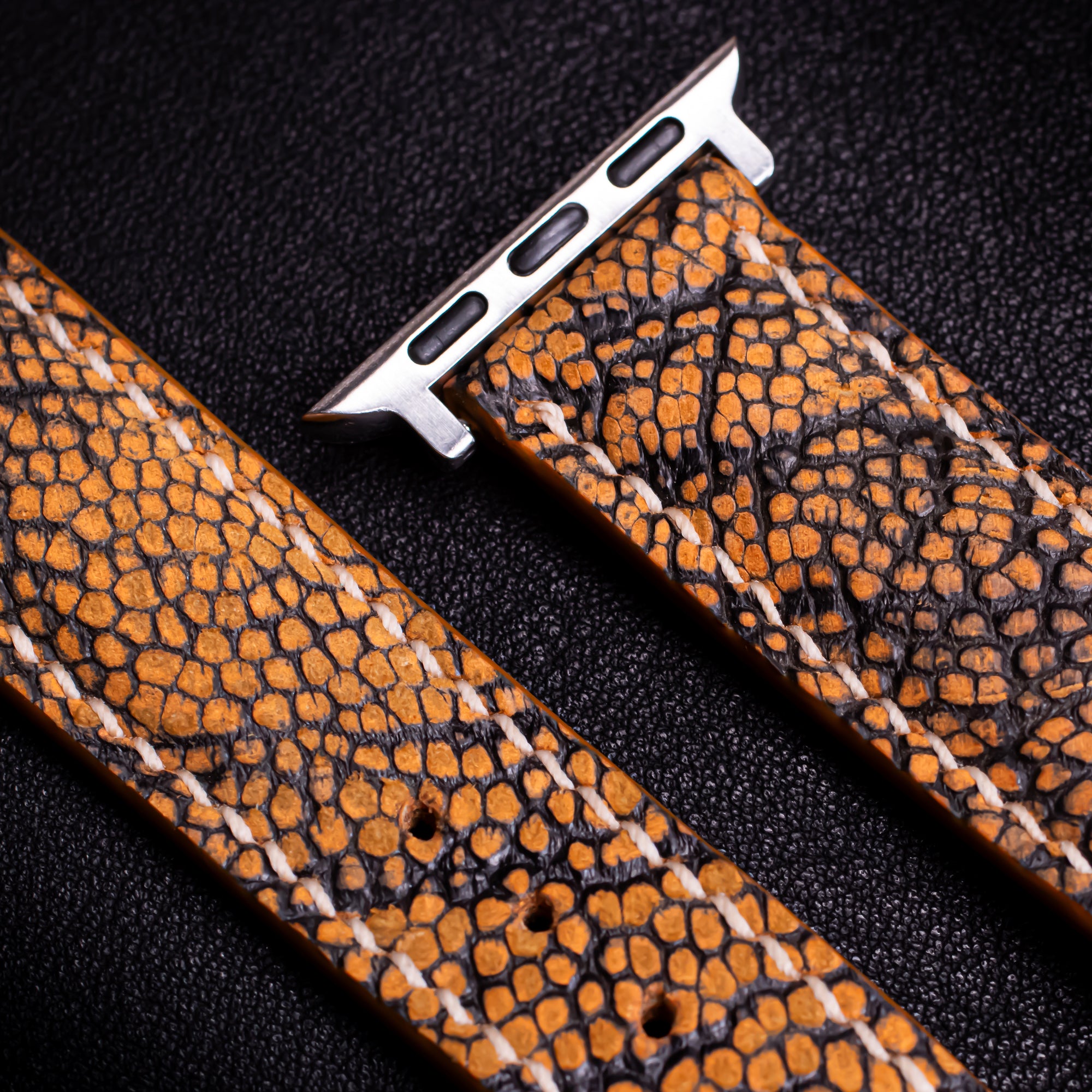 Saffron Matte Ostrich Leg Leather Apple Watch Band