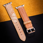 Sand Matte Ostrich Leg Leather Apple Watch Band (Scaled)