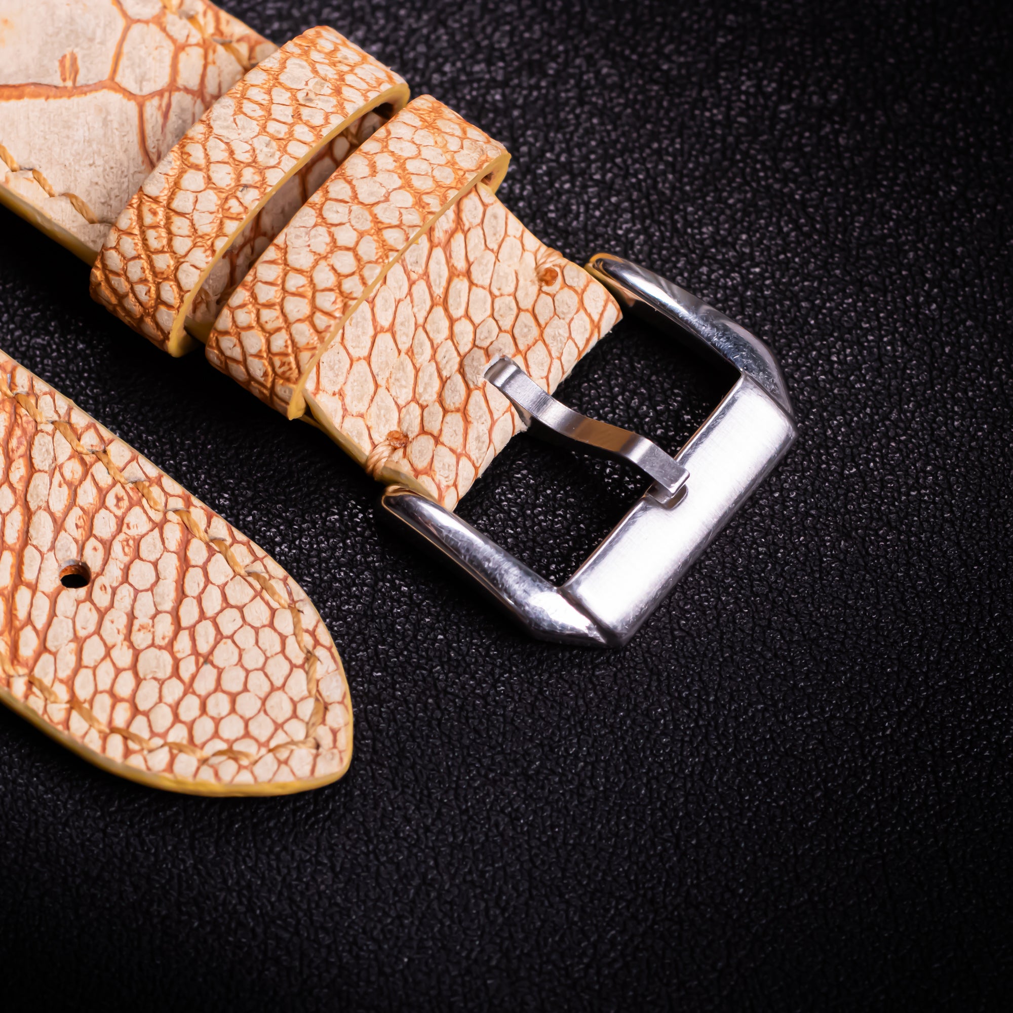 Sand Matte Ostrich Leg Leather Apple Watch Band (Scaled)