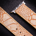 Sand Matte Ostrich Leg Leather Apple Watch Band (Scaled)