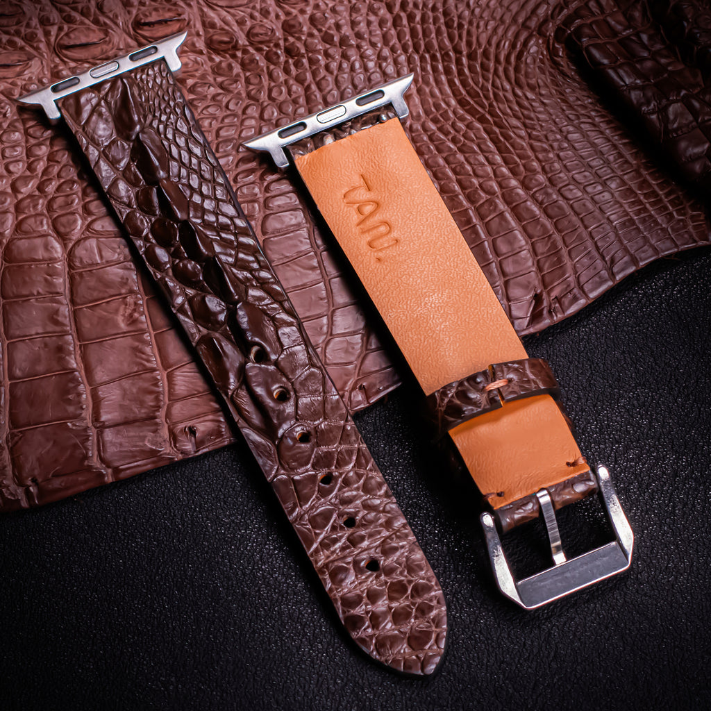 Dark Brown Horned Alligator Leg Apple Watch Band