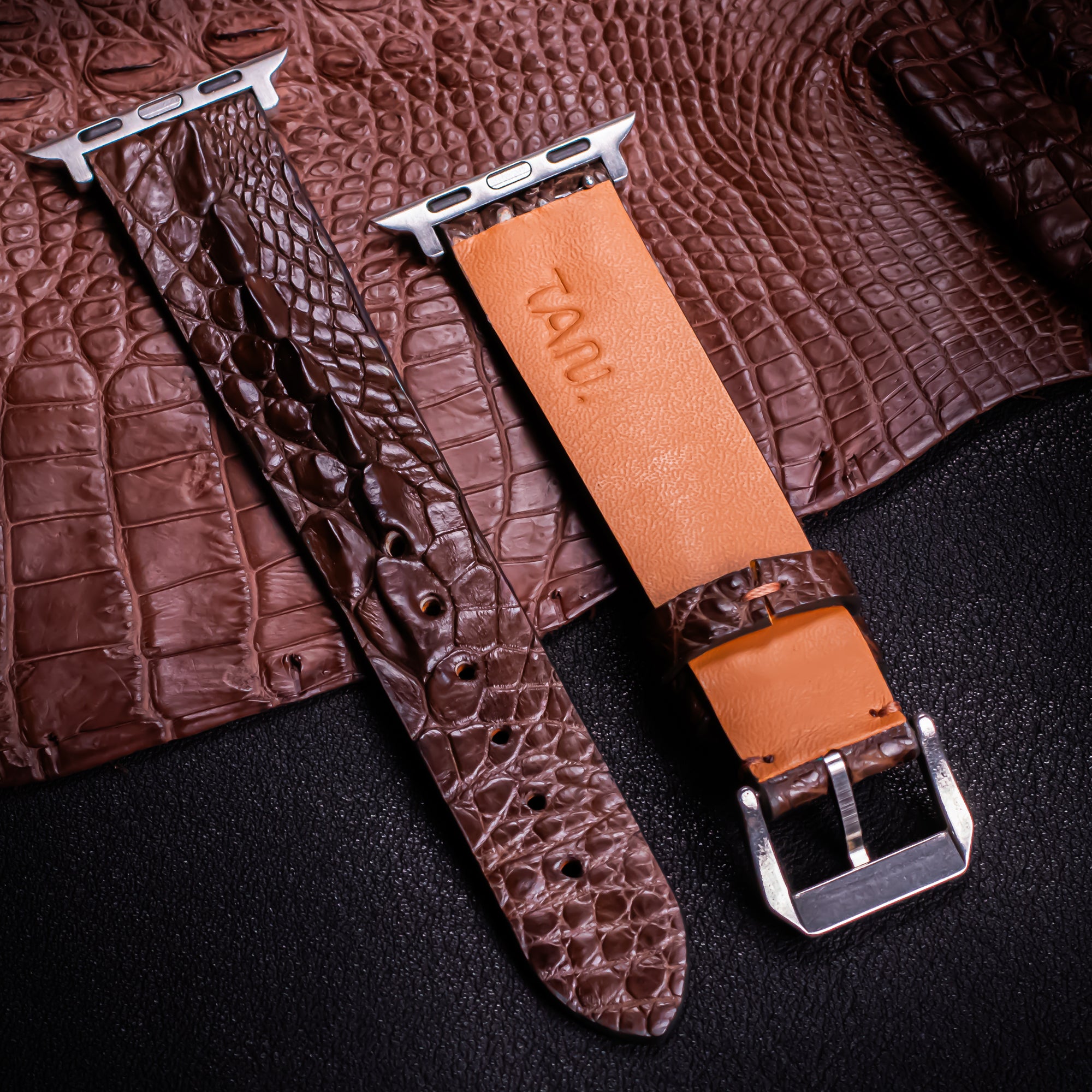Dark Brown Horned Alligator Leg Apple Watch Band