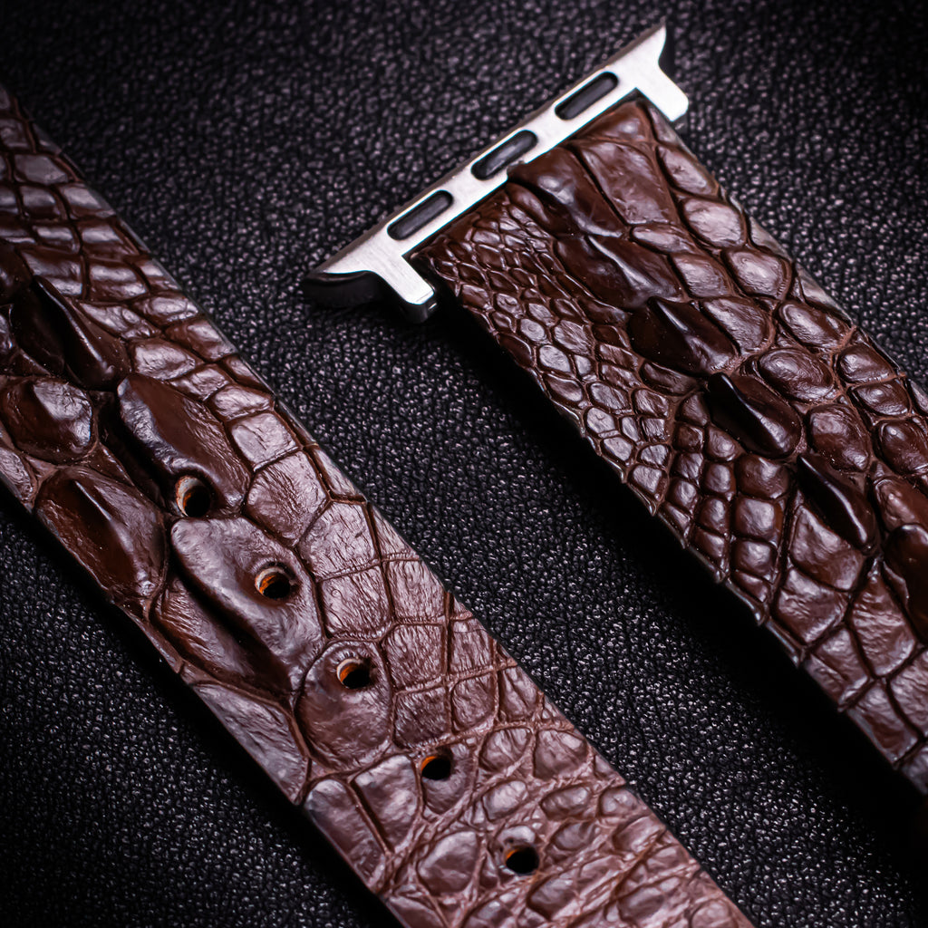 Dark Brown Horned Alligator Leg Apple Watch Band