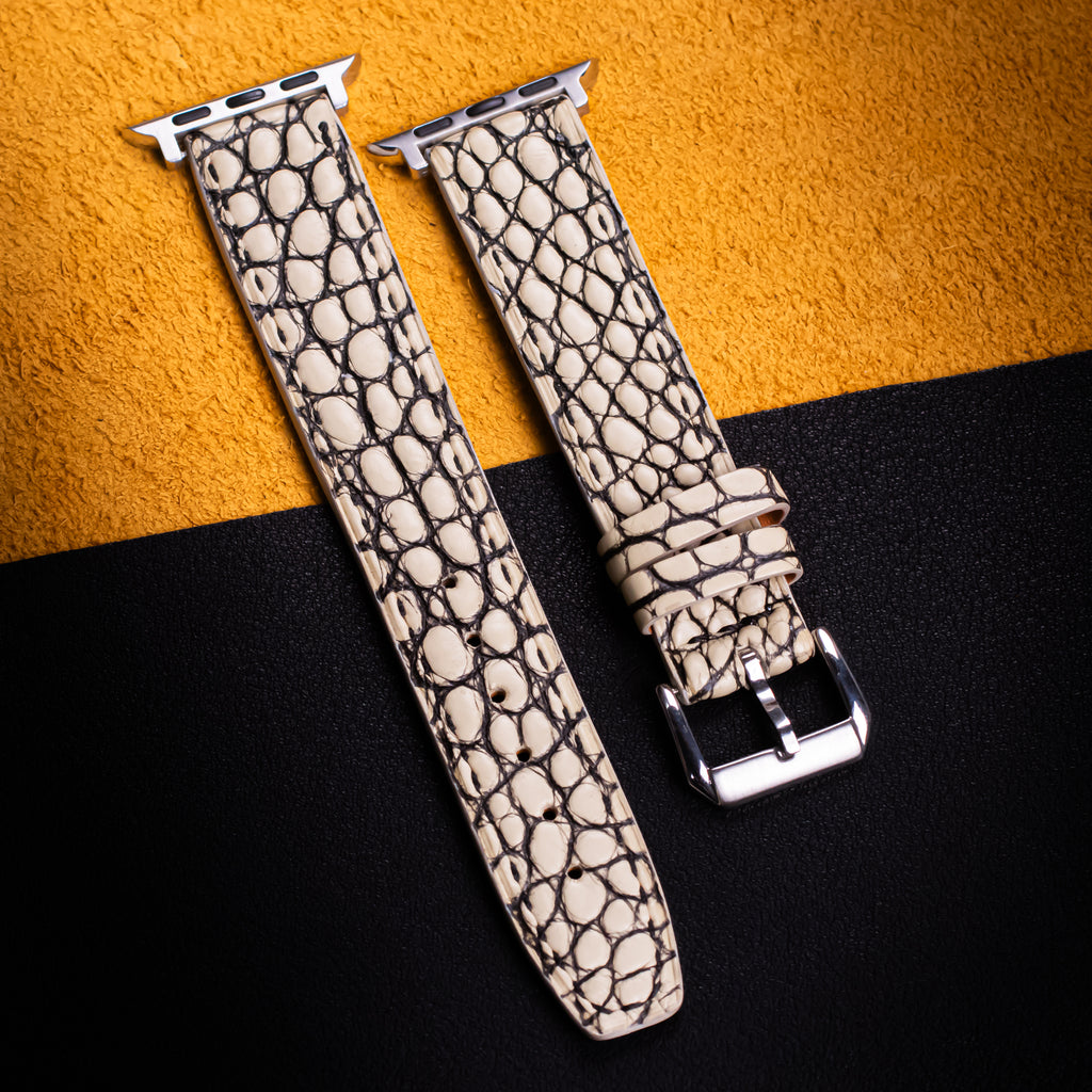 Ivory Alligator Leather Apple Watch Band