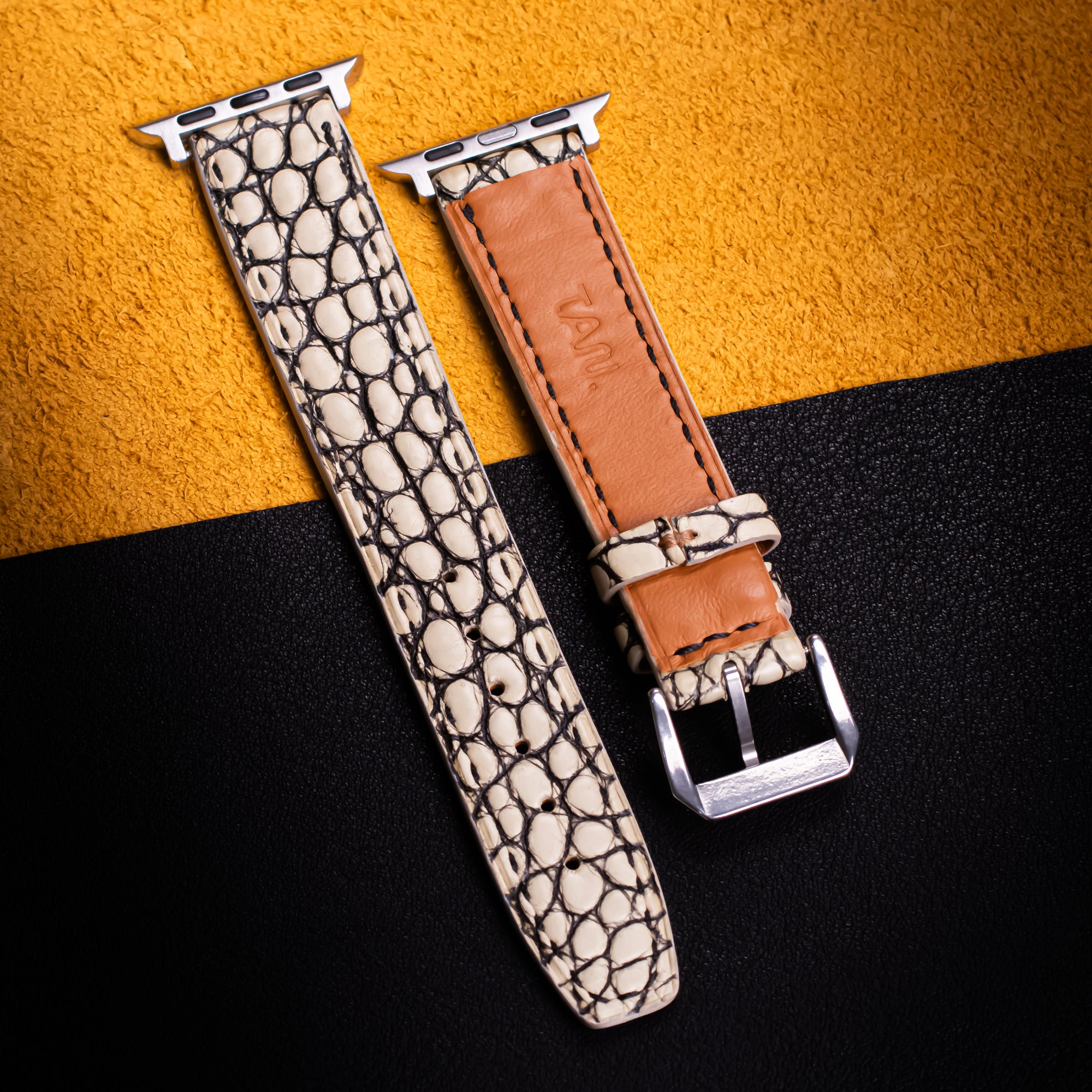 Ivory Alligator Leather Apple Watch Band
