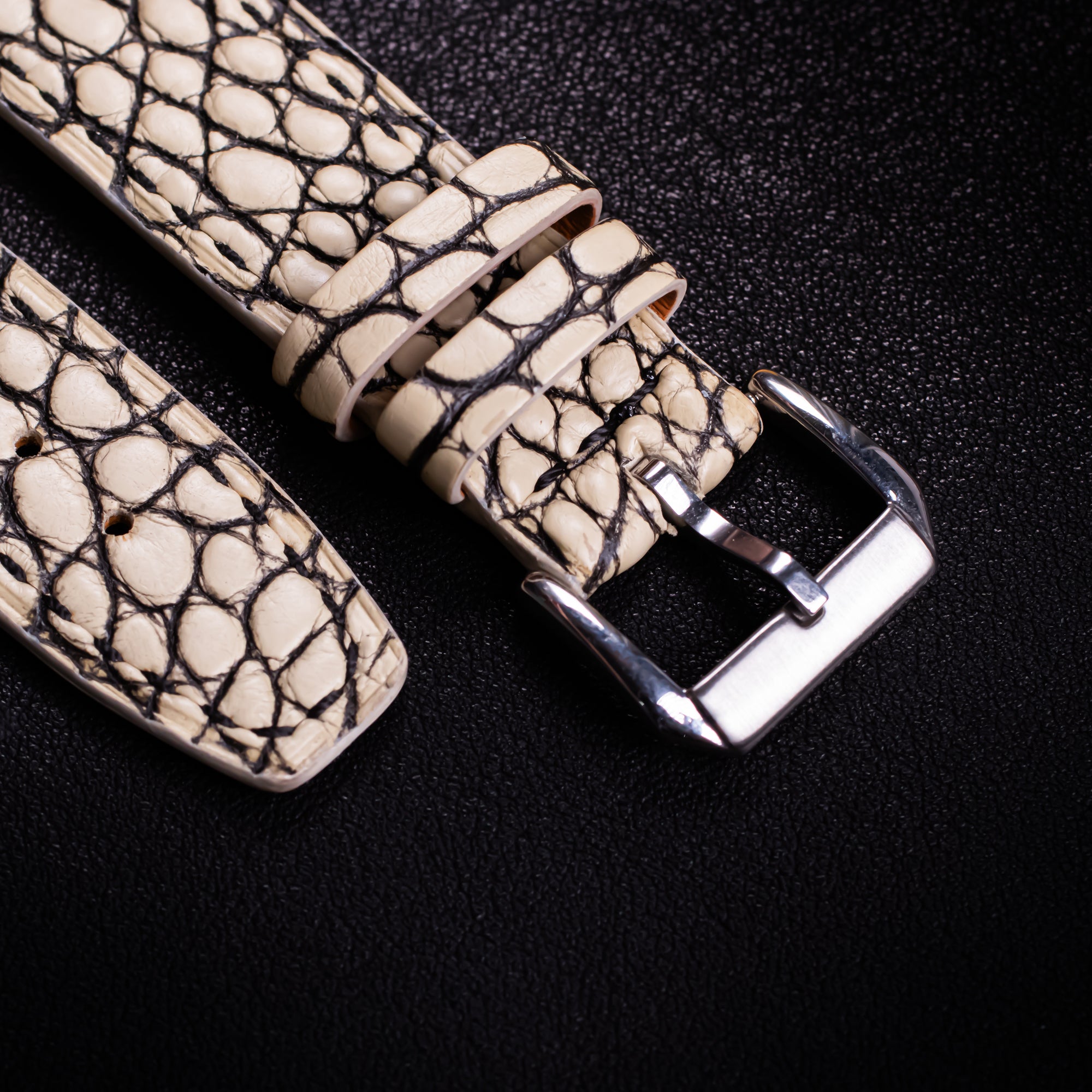 Ivory Alligator Leather Apple Watch Band
