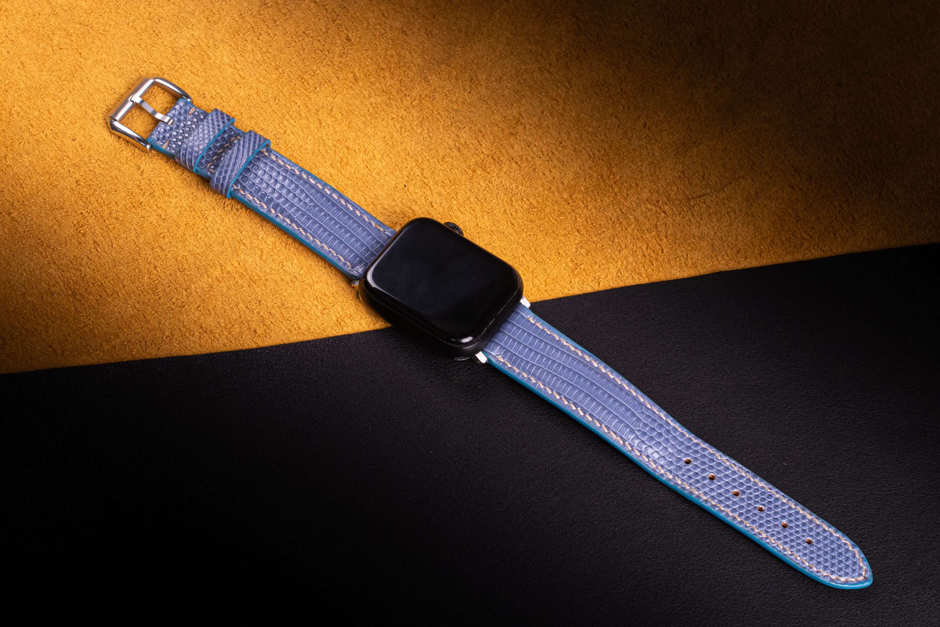 Dusty Blue Lizard Leather Apple Watch Band