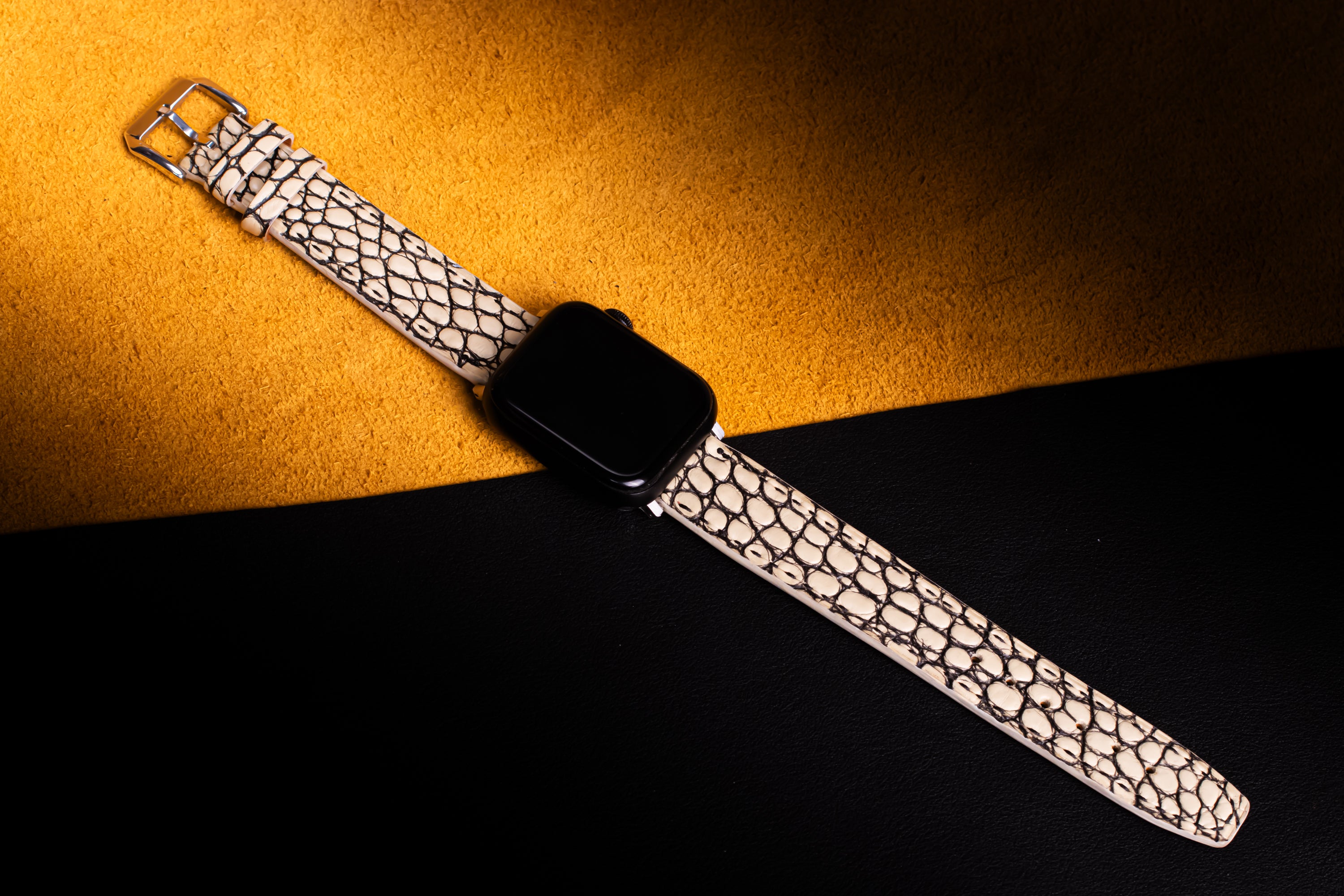 Ivory Alligator Leather Apple Watch Band