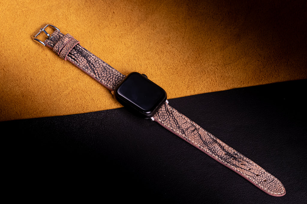 Rose Taupe Matte Ostrich Leather Apple Watch Band