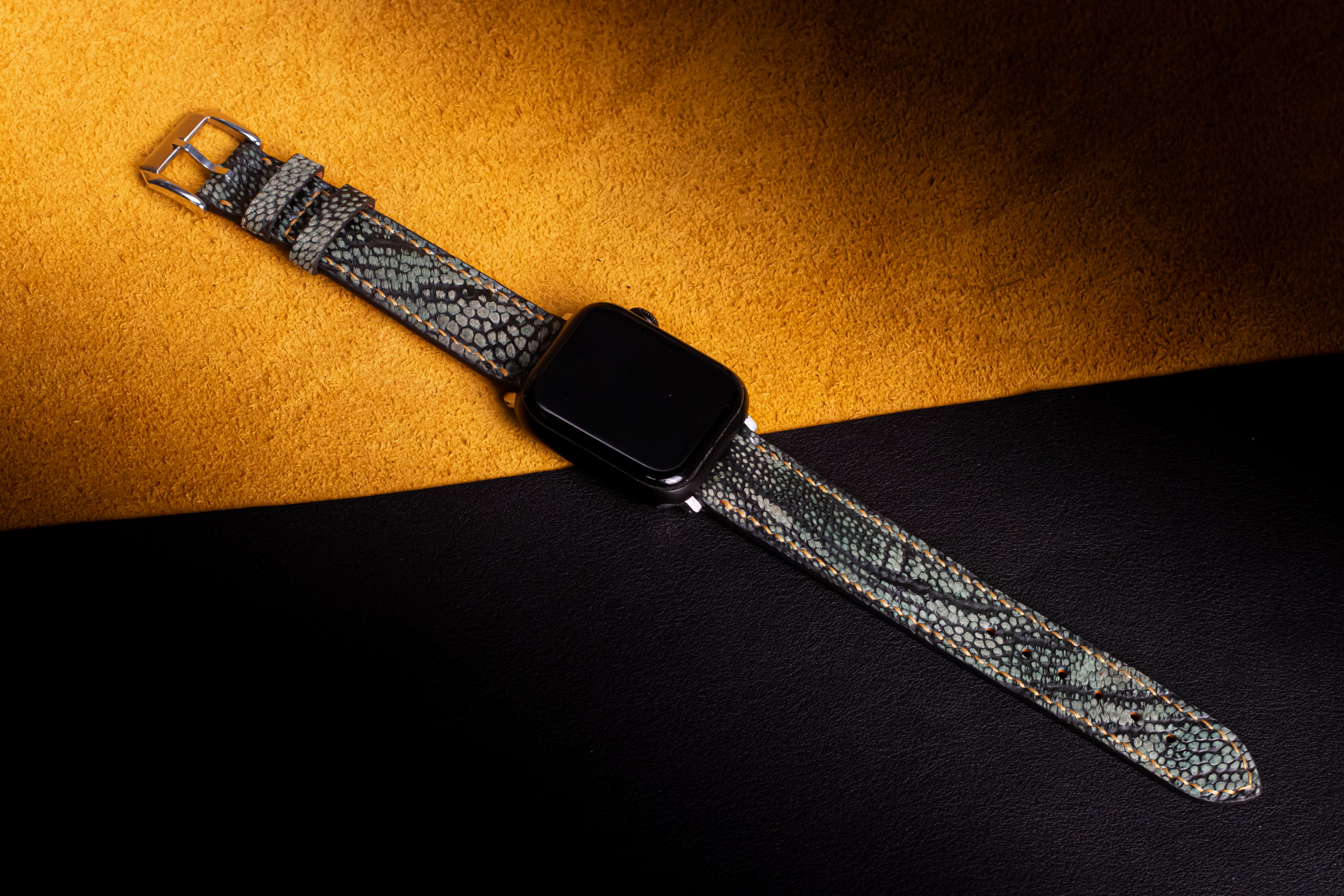 Forest Green Matte Ostrich Leg Leather Apple Watch Band