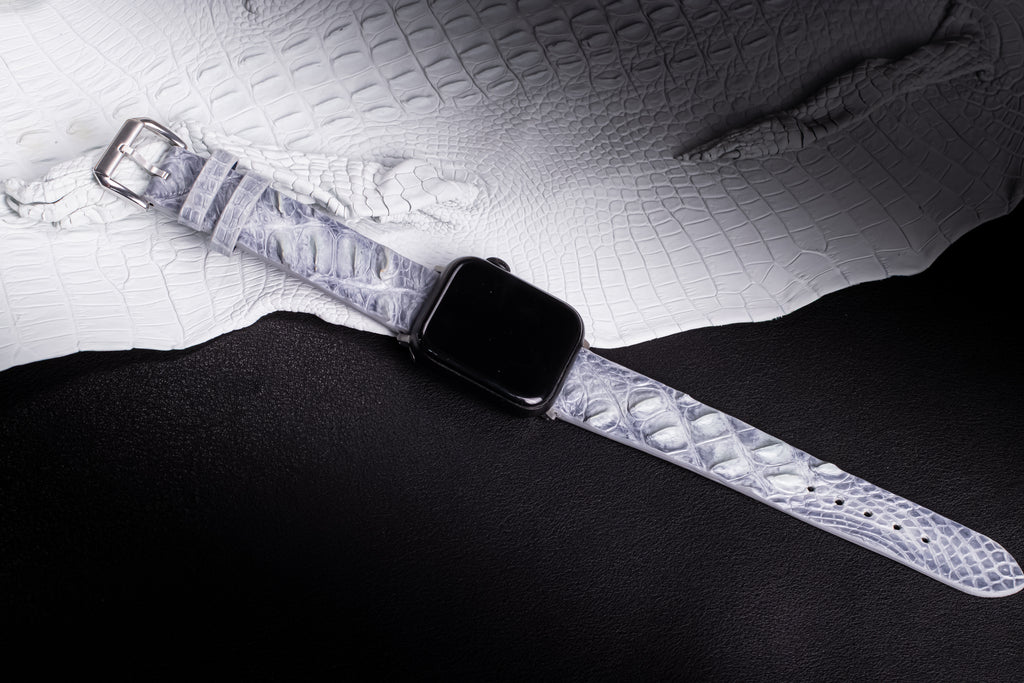 Glacier Blue Alligator Hornback Apple Watch Band