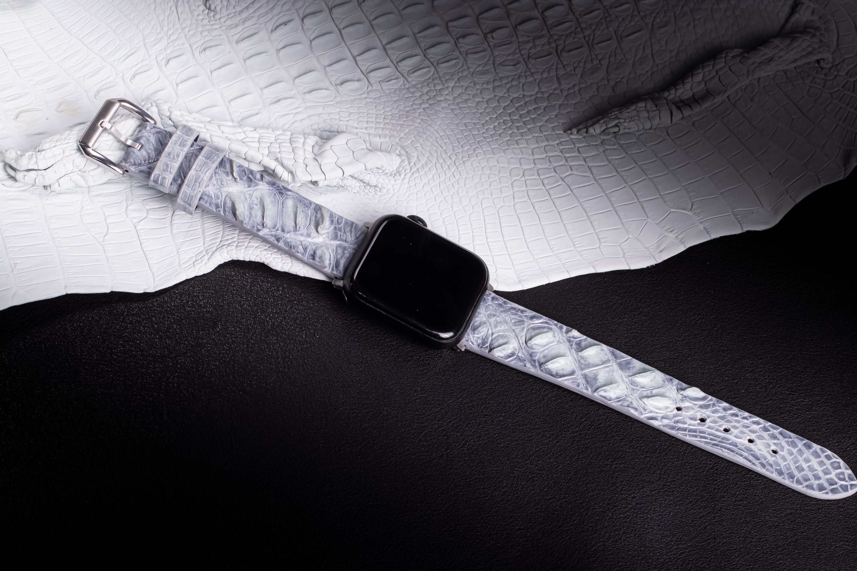 Glacier Blue Alligator Hornback Apple Watch Band