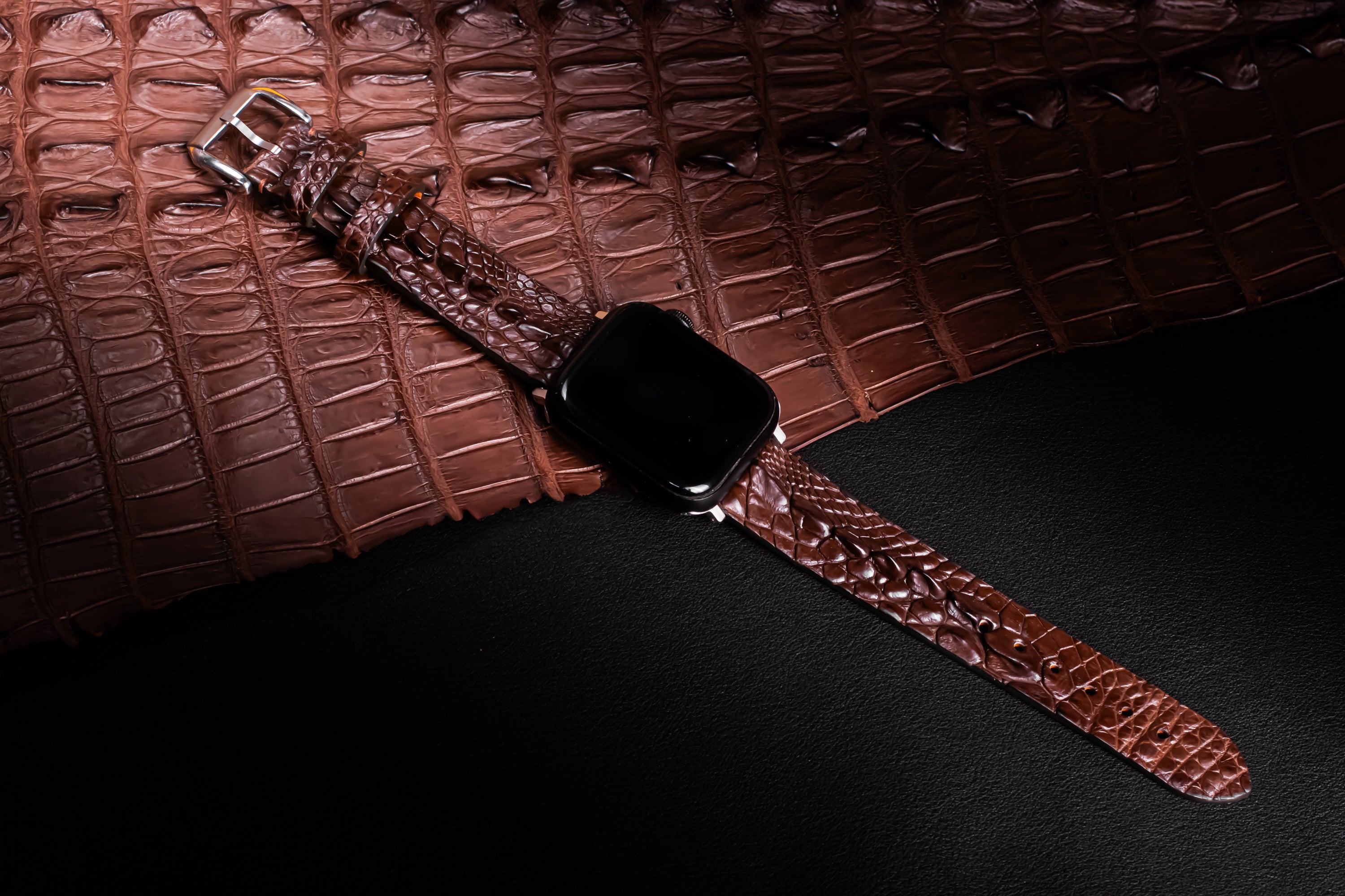 Dark Brown Horned Alligator Leg Apple Watch Band