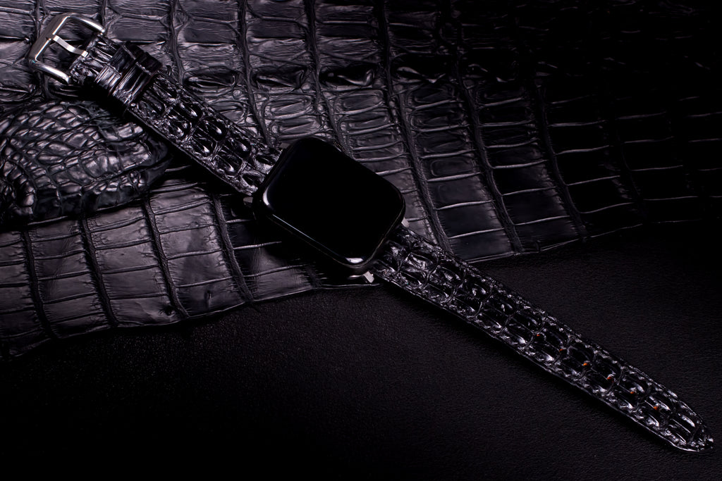Black Double Hornback Alligator Apple Watch Band