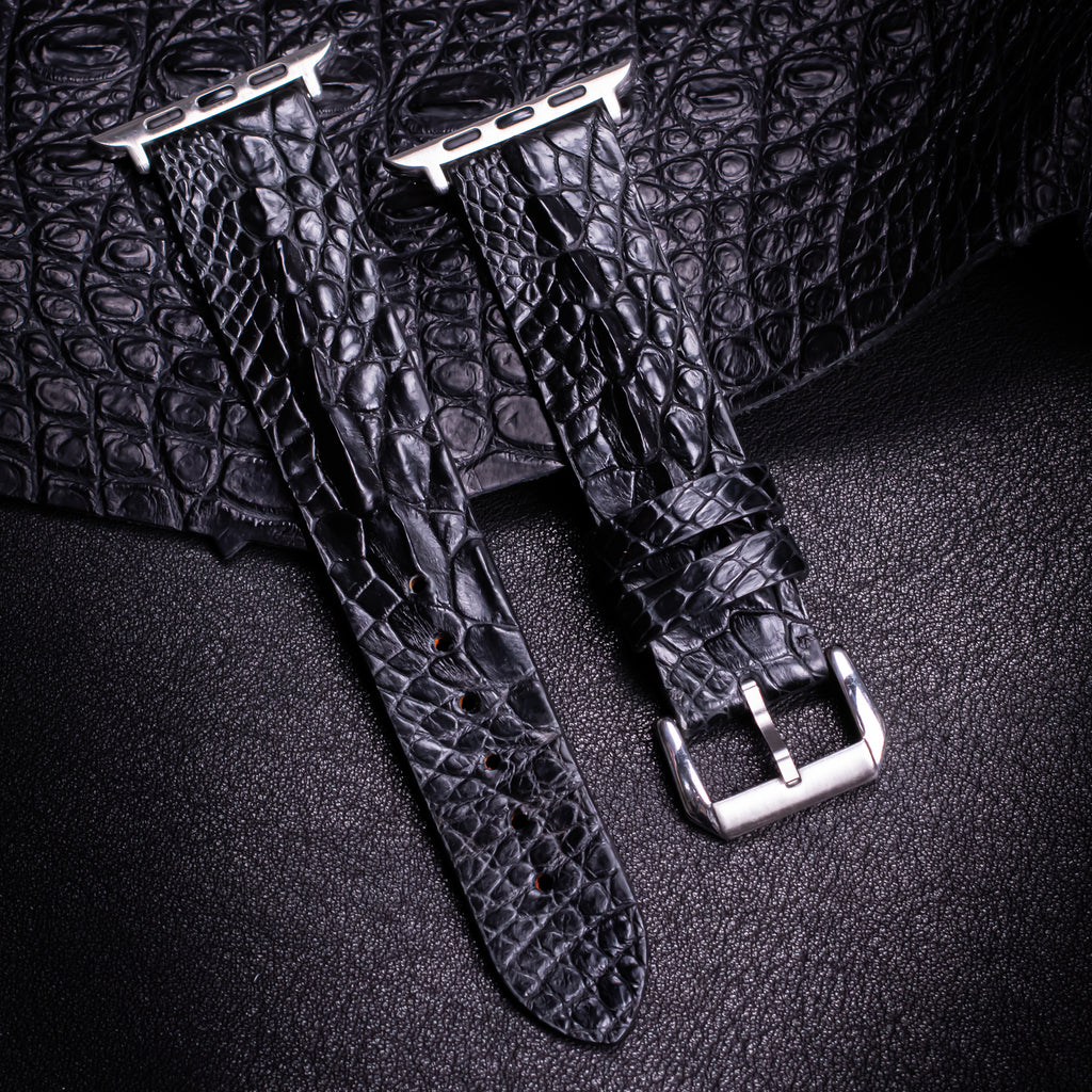 Black Horned Alligator Leg Apple Watch Band