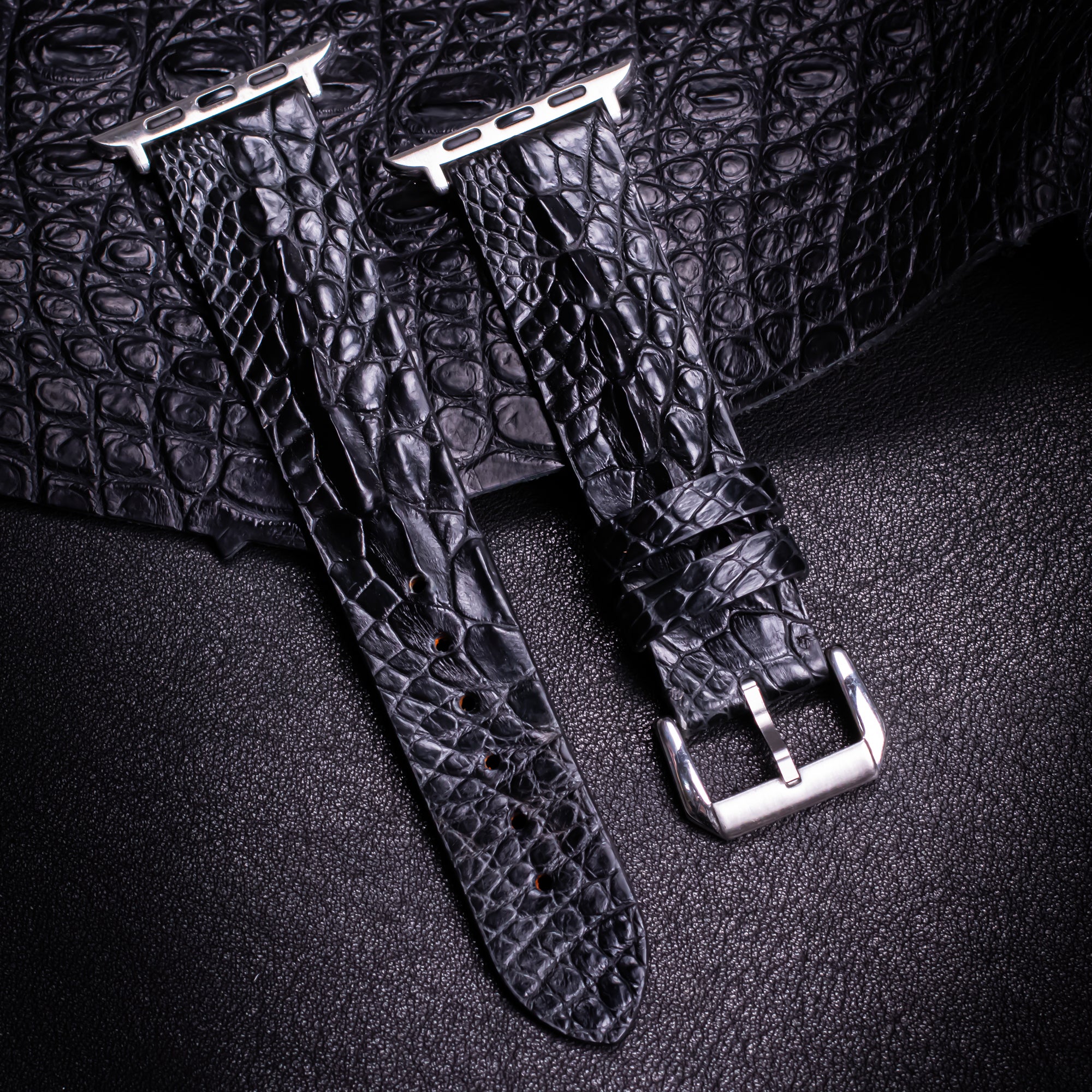Black Horned Alligator Leg Apple Watch Band
