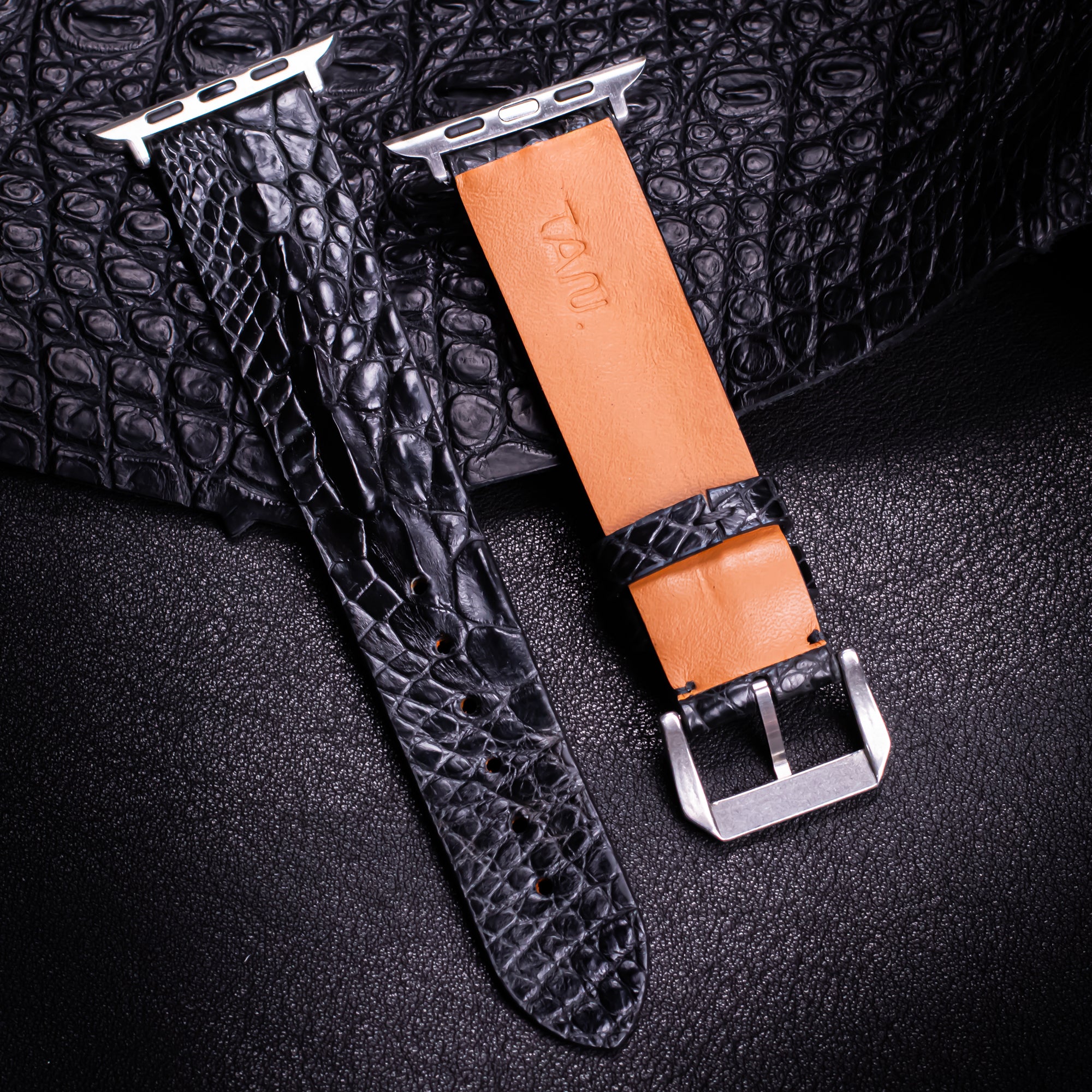Black Horned Alligator Leg Apple Watch Band